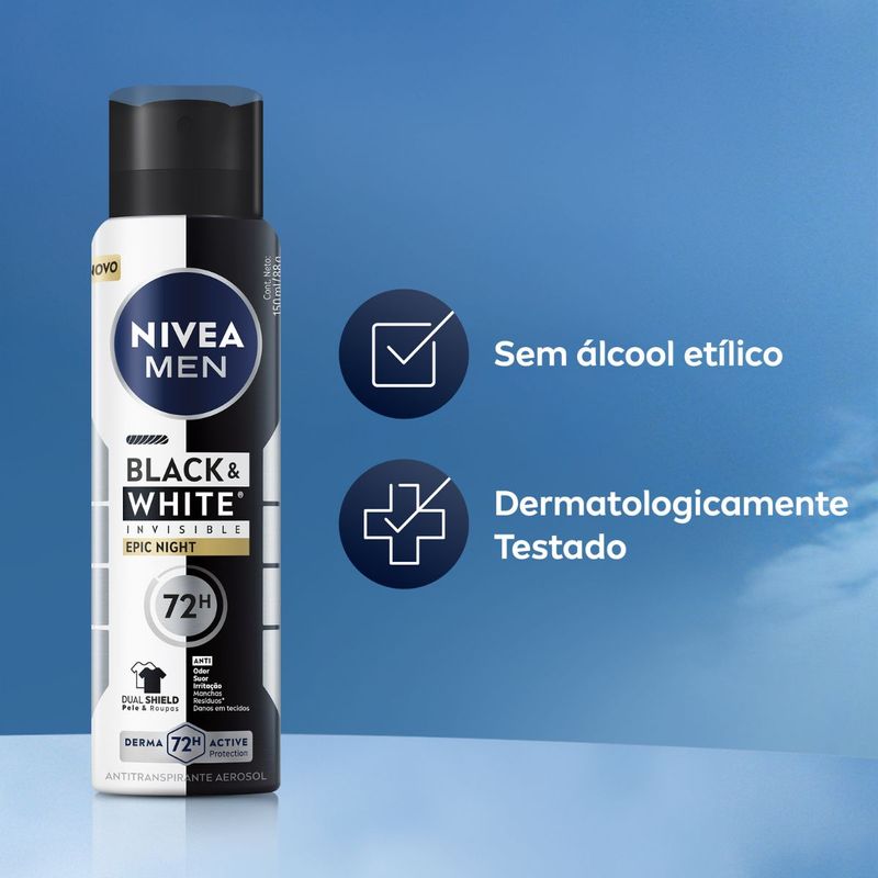 Desodorante Antitranspirante Aerossol Nivea Men Invisible Black & White Epic Night 150ml 5