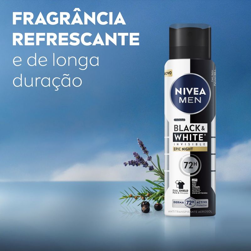 Desodorante Antitranspirante Aerossol Nivea Men Invisible Black & White Epic Night 150ml 6
