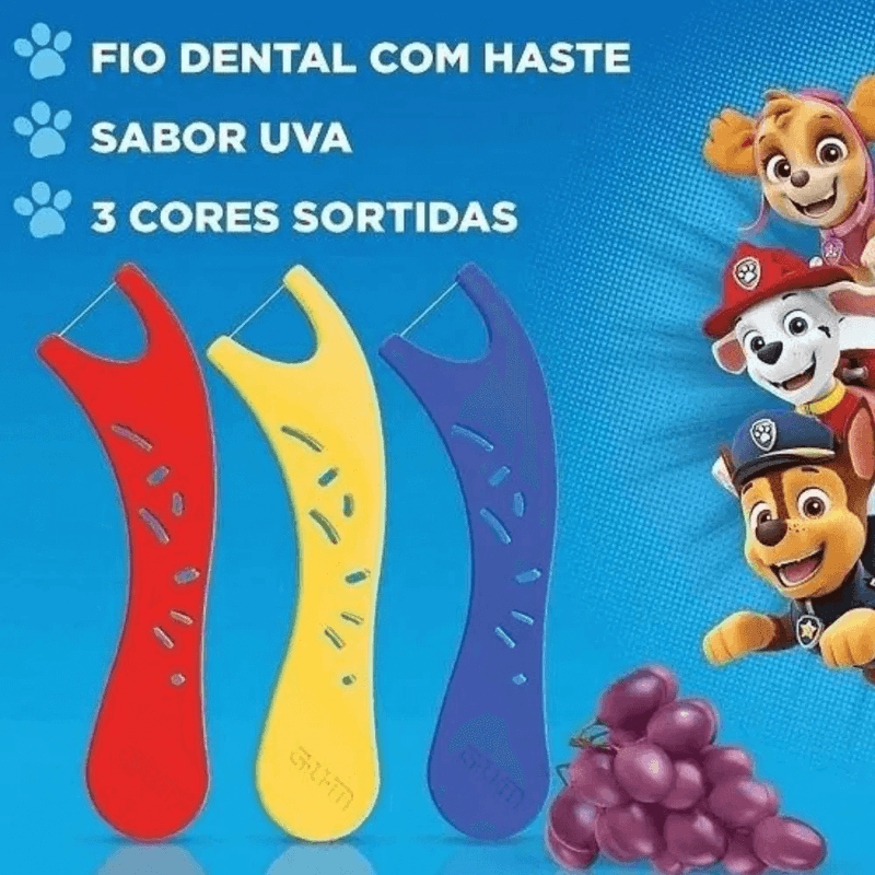Fio Dental Infantil Haste Flosser Uva 40 Unidades Gum Patrulha Canina 5