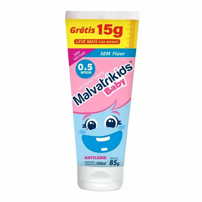 Gel Dental Malvatrikids Baby 0 a 5 anos sem Flúor - 85g