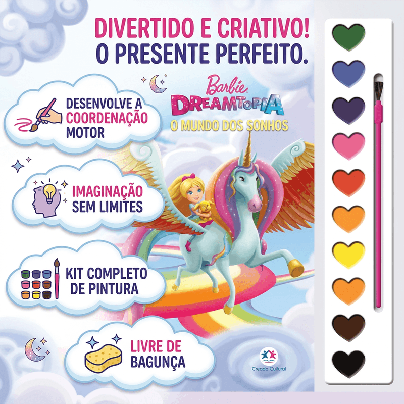 Livro com Aquarela Barbie Dreamtopia Mundo dos Sonhos Ciranda Cultural 1un 3