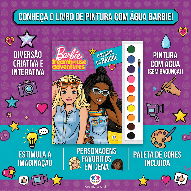 Livro de Atividades Barbie O Vlogue da Barbie com Aquarela Ciranda Cultural 4