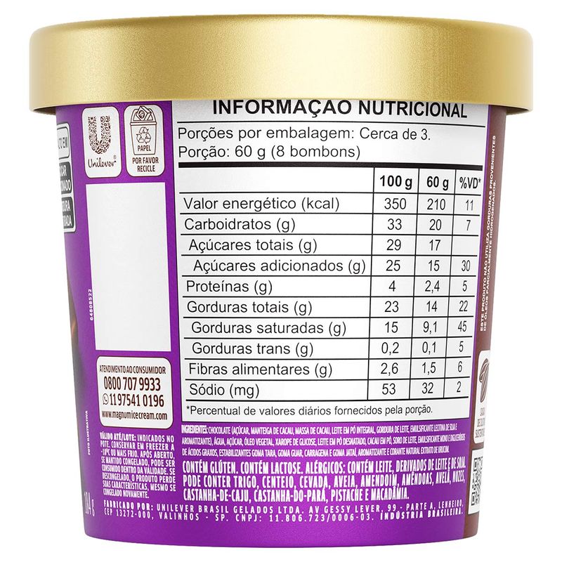 Sorvete Magnum Bombom Chocolate Pote 164g Kibon 2