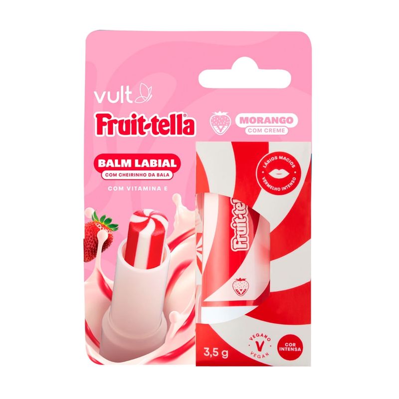 Balm Hidratante Labial Vult Fruit-tella Morango e Creme 3,5g 1