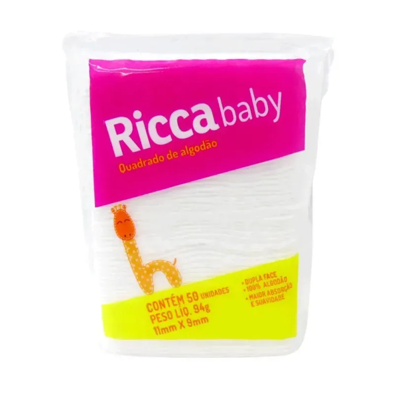 Algodão Quadrado Ricca Baby Macio 50 Unidades 1