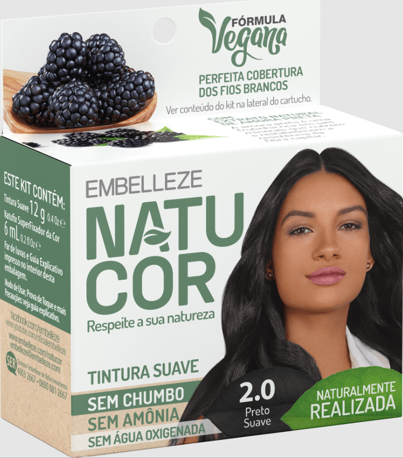 Coloração Permanente Natucor 2.0 Preto Suave Vegana Kit Leve 3 Pague 2 1