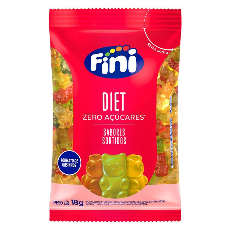 Bala de Gelatina Diet Sortida 18g Fini 1