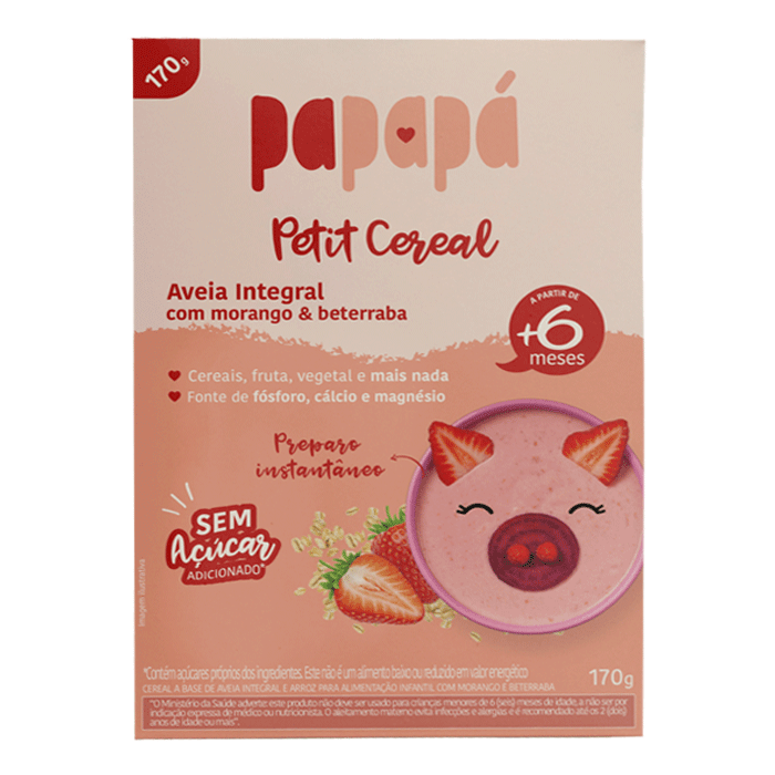 Cereal Infantil Aveia Morango e Beterraba 170g Papapá 1