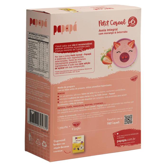 Cereal Infantil Aveia Morango e Beterraba 170g Papapá 2