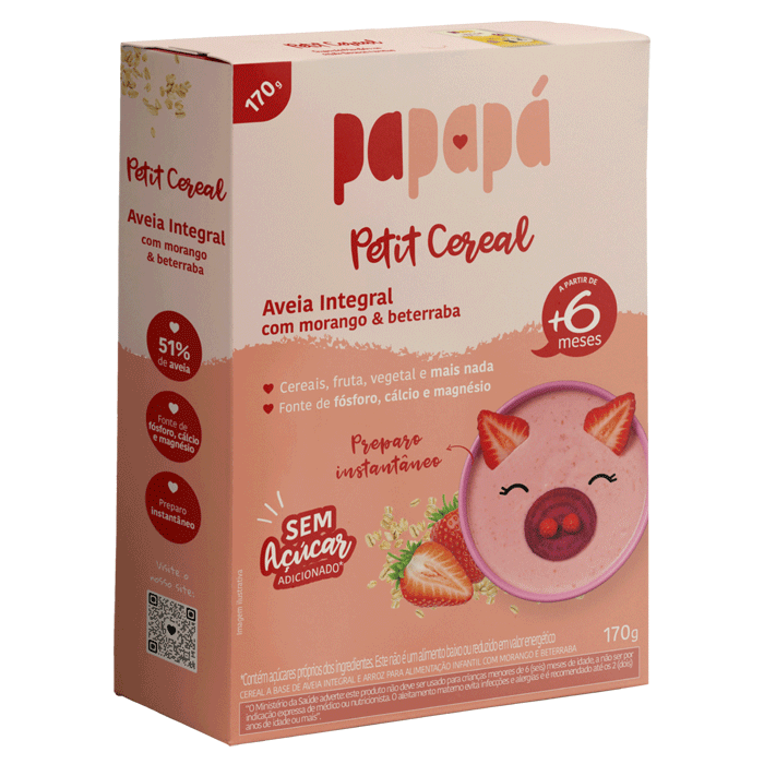 Cereal Infantil Aveia Morango e Beterraba 170g Papapá 3