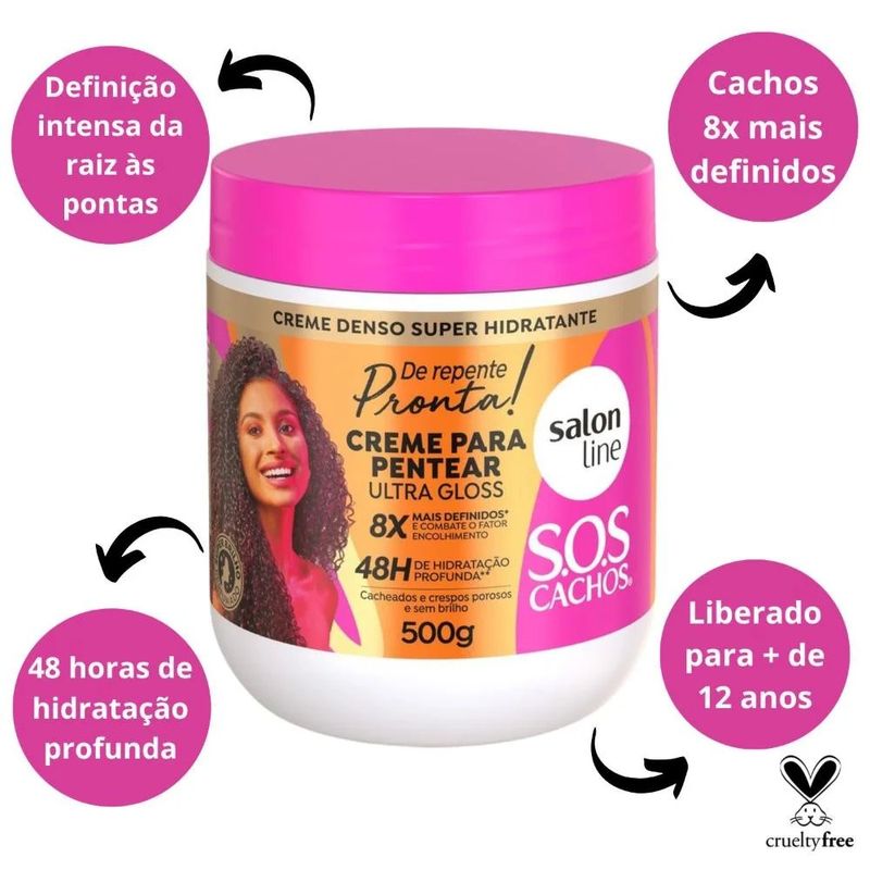 Creme de Pentear SOS Cachos De Repente Pronta 500g Salon Line 2