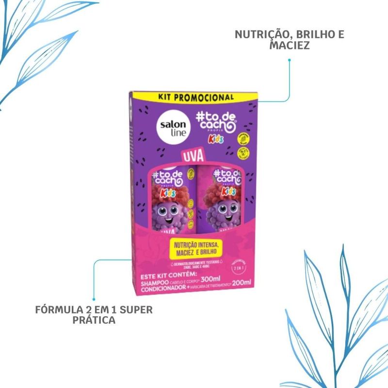 Kit Shampoo e Condicionador Salon Line Kids Uva 300ml e 200ml 3