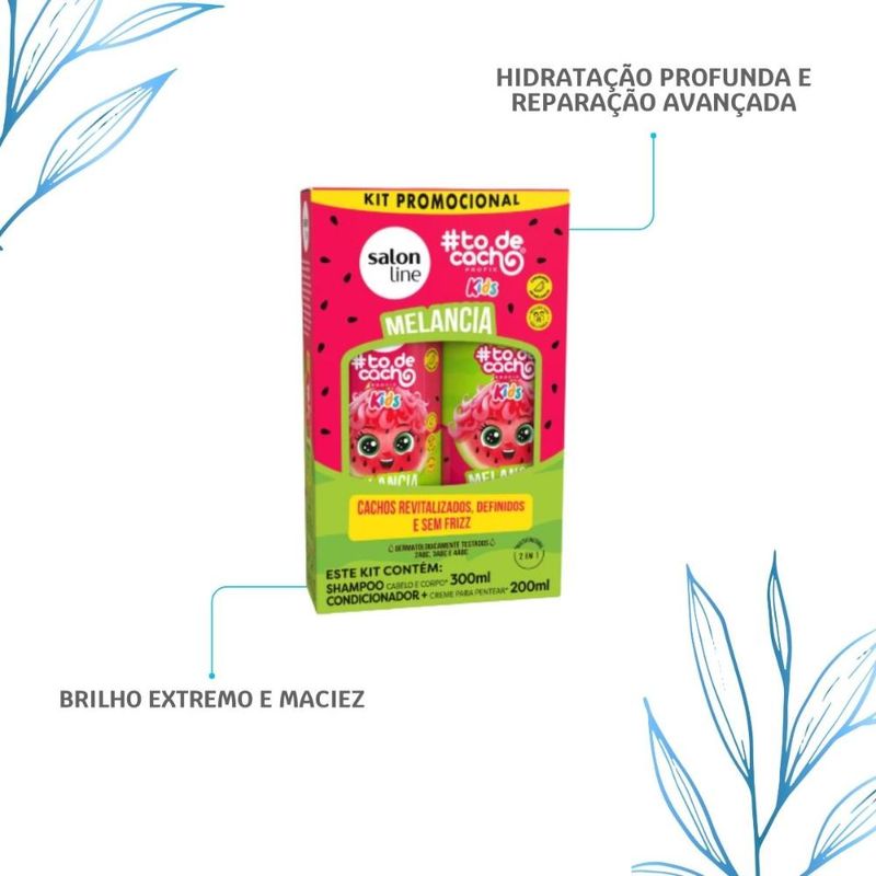 Kit Kids Melancia Salon Line Shampoo 300ml e Condicionador 200ml 4