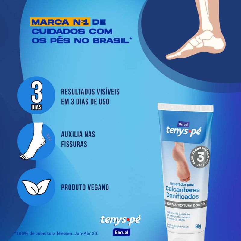 Creme Hidratante para Calcanhares Tenys Pé 60g Baruel 2