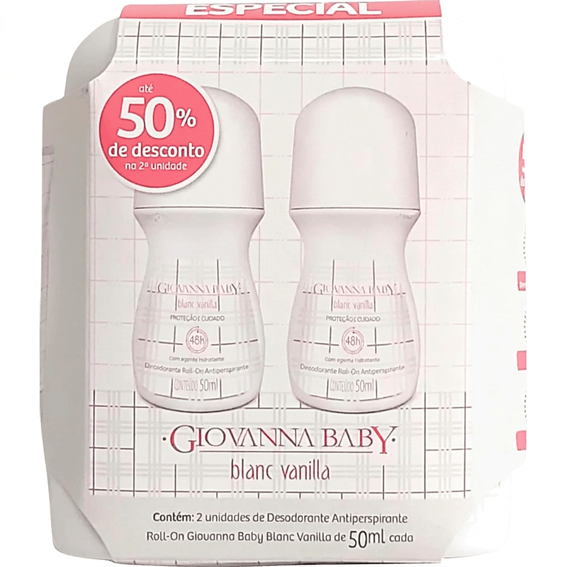 Kit Desodorante Roll-On Giovanna Baby Blanc Vanilla 50ml 2 Unidades 2