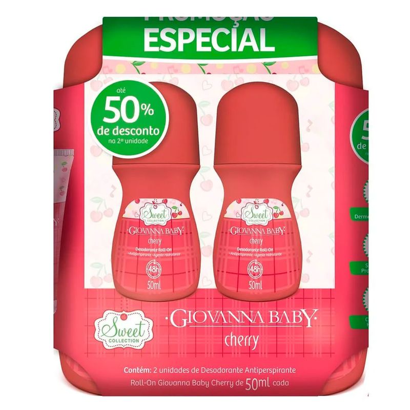 Kit Desodorante Roll-On Giovanna Baby Cherry 50ml 2 Unidades 1