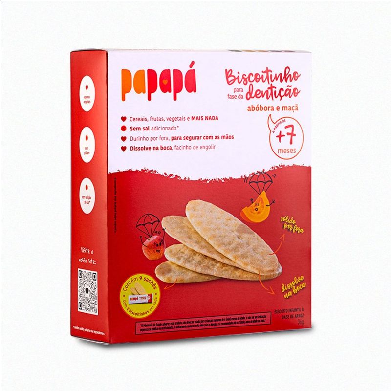 Biscoito de Dentição Maçã e Abóbora 36g Papapá 2