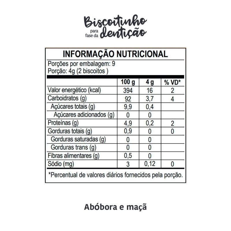 Biscoito de Dentição Maçã e Abóbora 36g Papapá 3