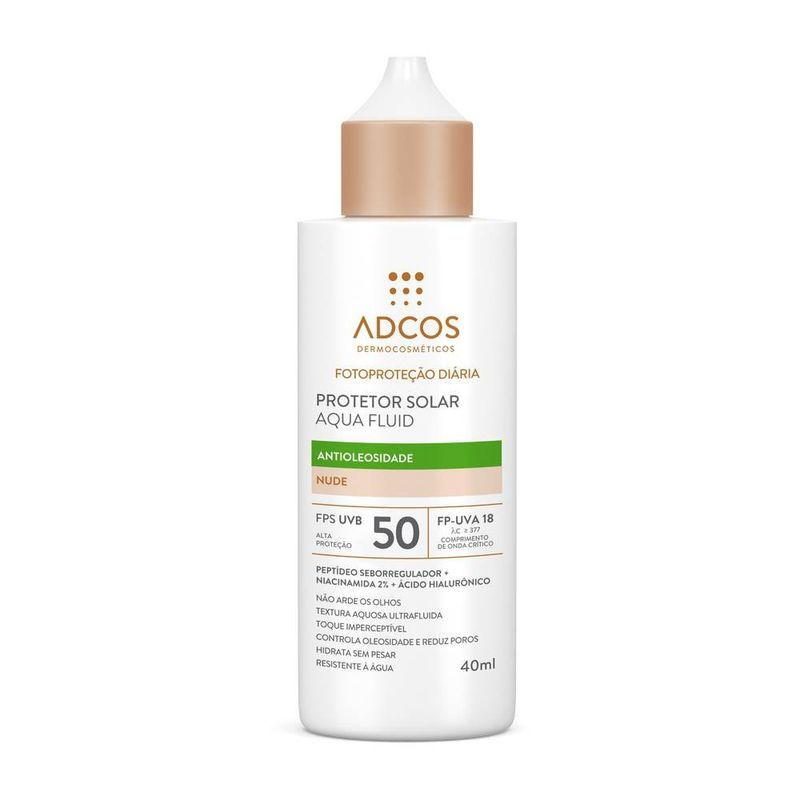 Protetor Solar Facial Adcos Aqua Fluid FPS 50 Nude 40ml 1