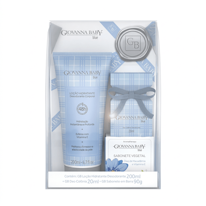 Kit Corporal Giovanna Baby Blue Loção 200ml Colônia 20ml Sabonete 90g Nécessaire 1