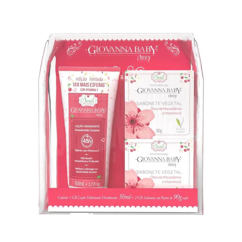 Kit Presente Giovanna Baby Cherry Loção Hidratante 50ml e 2 Sabonetes 90g 1