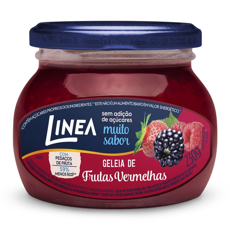 Geleia de Frutas Vermelhas Zero Açúcar 230g Linea 1