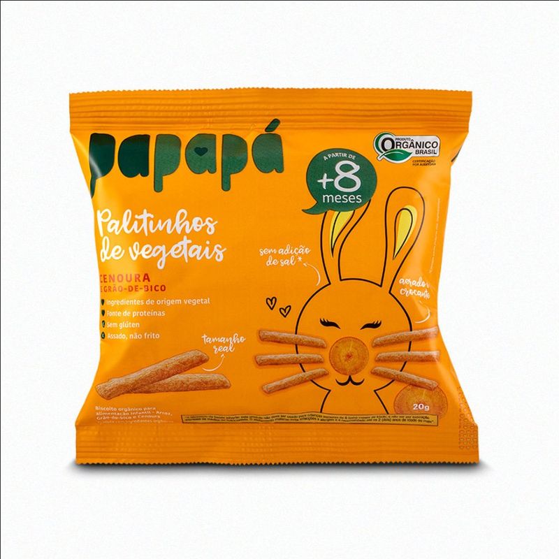 Biscoito Orgânico Cenoura e Grão-de-Bico 20g Papapá 1