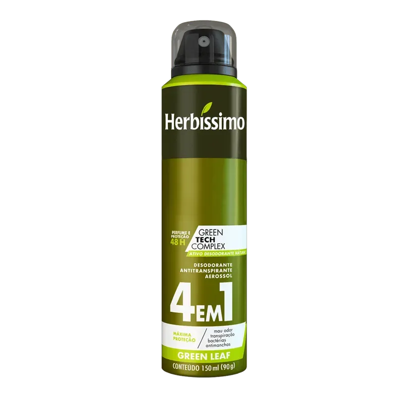 Desodorante Antitranspirante Aerossol Herbíssimo Green Leaf 4 em 1 90g 1