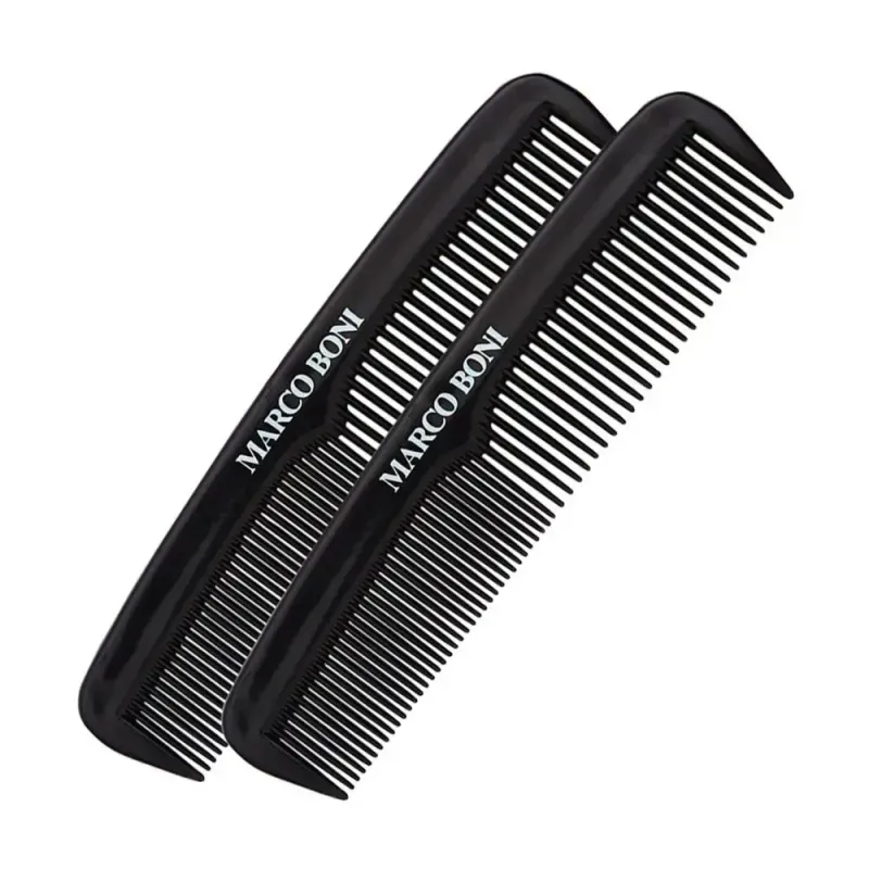 Kit Pente de Cabelo e Barba Dentes Finos e Médios 2 Unidades Marco Boni 1
