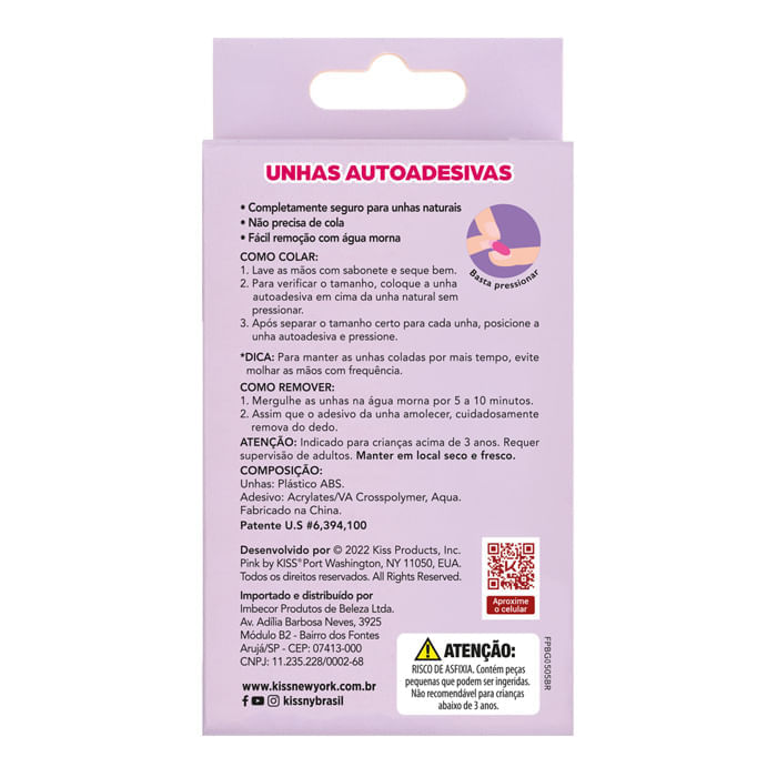 Unha Postiça Infantil Pink Pop Princess Bichinhos Autoadesiva First Kiss 2