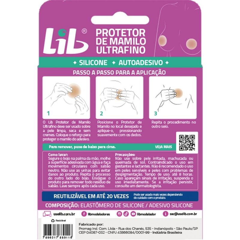 Protetor de Mamilo Lib Ultra Fino Reutilizável Silicone 1 Par 2
