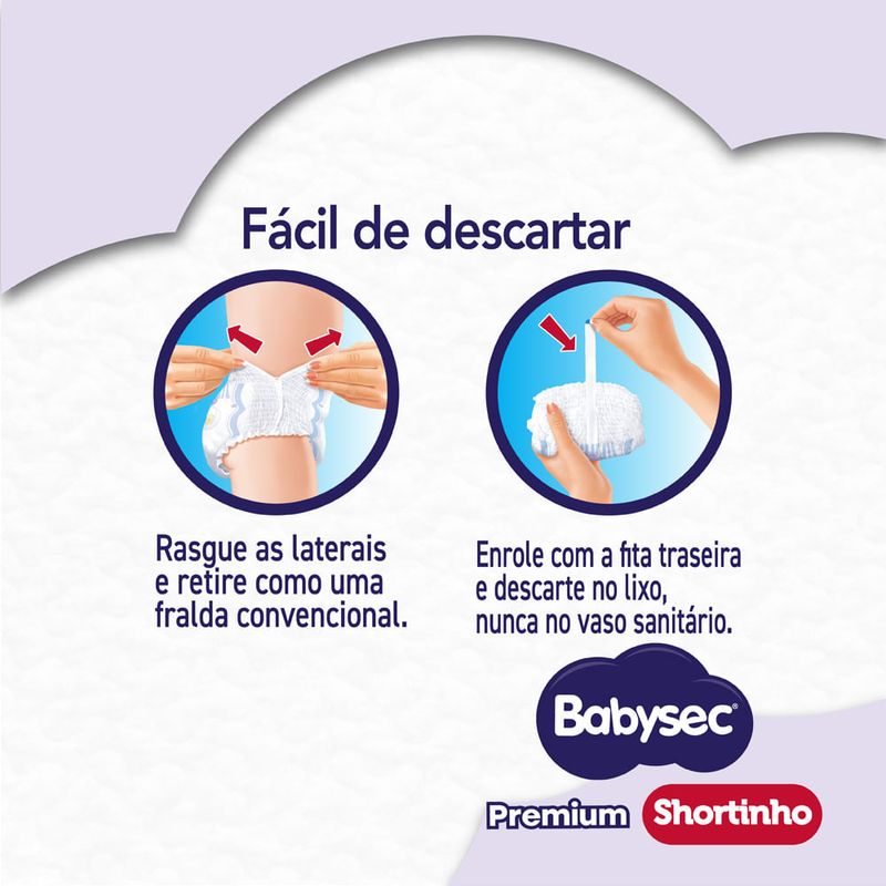 Fralda Babysec Premium Shortinho XG 42 Unidades Roupa Íntima Ajuste Anatômico Antivazamento 6