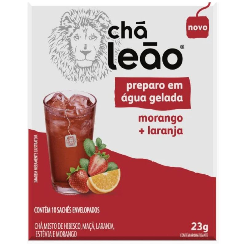 Chá Gelado Morango e Laranja 10 Sachês 23g Leão 1
