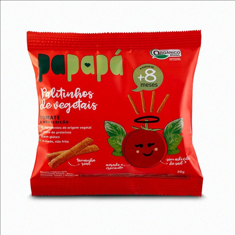 Biscoito Orgânico Tomate e Manjericão 60g Papapá 1