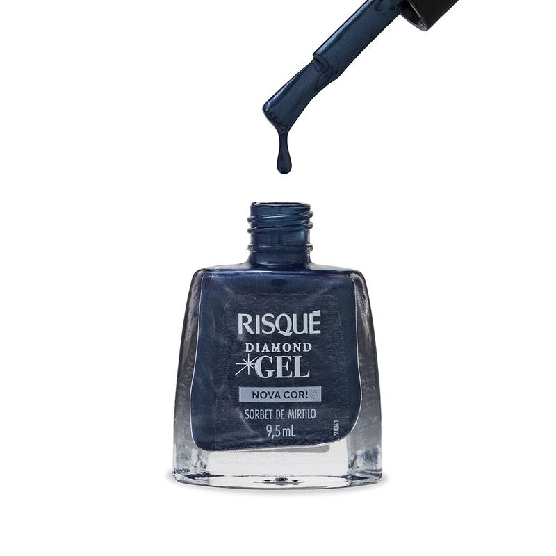 Esmalte Risqué Diamond Gel Sorbet de Mirtilo Azul Metálico 9,5ml 2