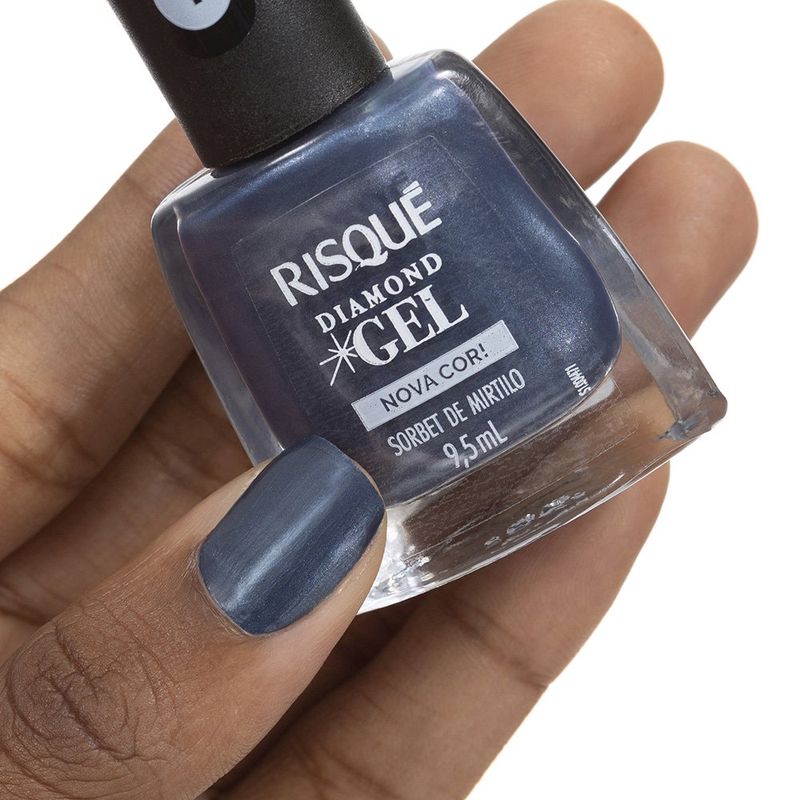 Esmalte Risqué Diamond Gel Sorbet de Mirtilo Azul Metálico 9,5ml 3