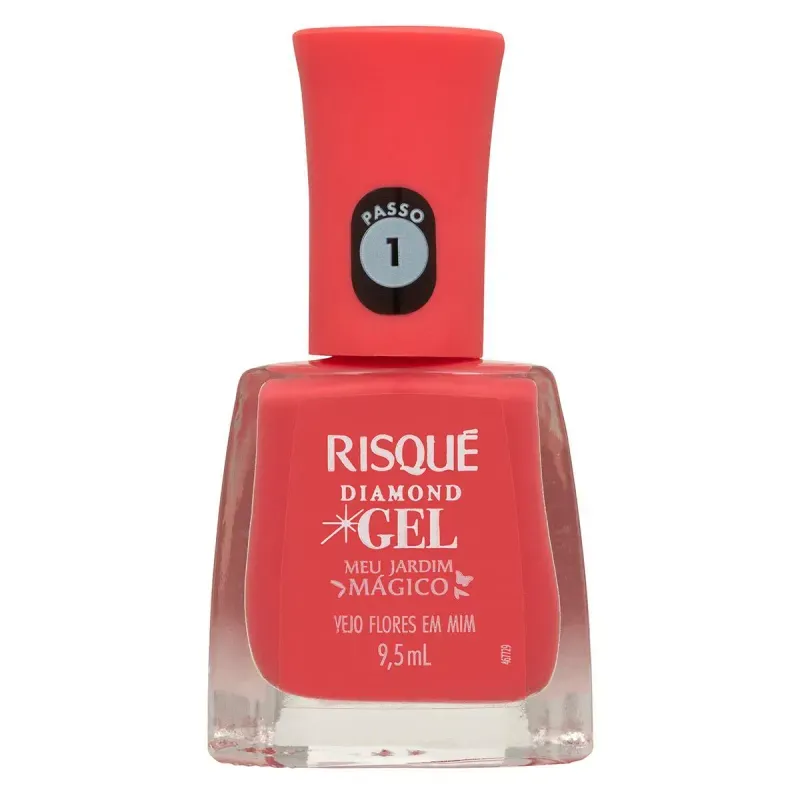 Esmalte Risqué Diamond Gel Vejo Flores em Mim Coral Cremoso 9,5ml 1