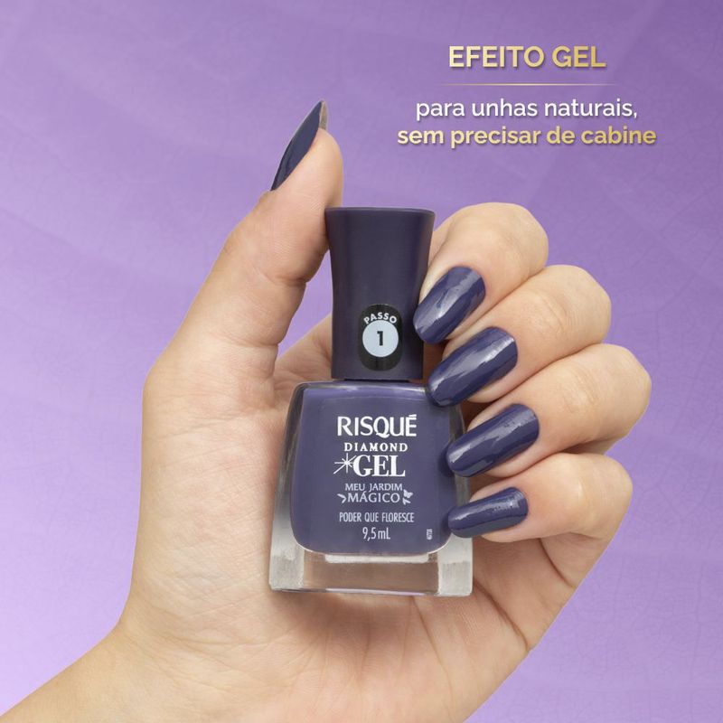 Esmalte Risqué Diamond Gel Poder que Floresce Roxo Cremoso 9,5ml 3
