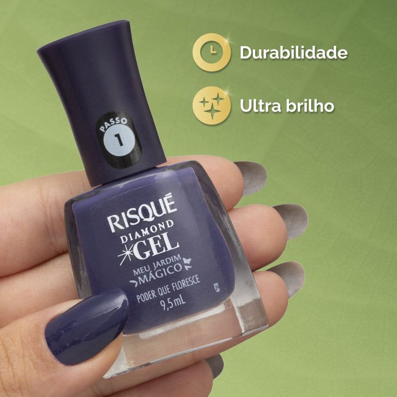 Esmalte Risqué Diamond Gel Poder que Floresce Roxo Cremoso 9,5ml 5