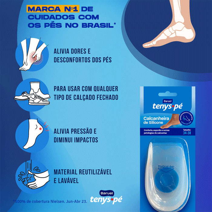 Calcanheira de Silicone Anatômica 34/38 1 Par Tenys Pé Baruel 3