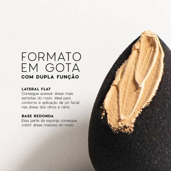 Esponja de Maquiagem Flat Drop Preta 1 Unidade Océane 3