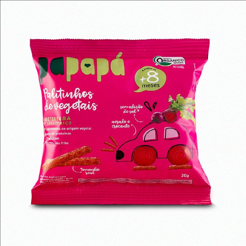 Biscoito Orgânico Palitinho Beterraba e Grão-de-Bico 20g Papapá 1