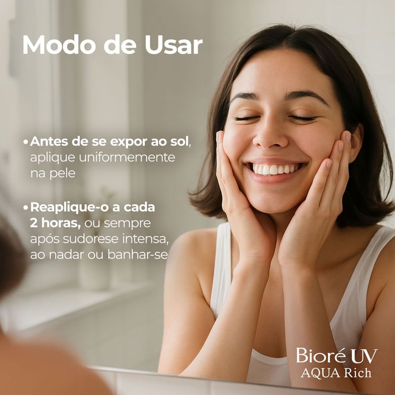 Protetor Solar Facial FPS 50 Bioré Aqua Rich Protect Lotion 70g Toque Seco Resistente à Água 10