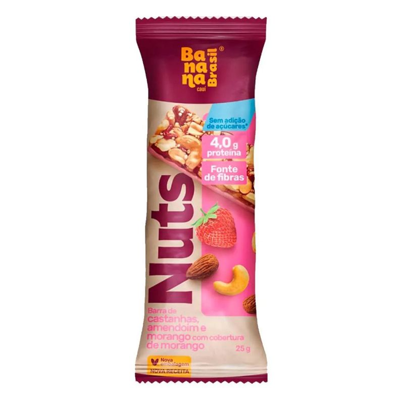 Barra de Nuts Castanha e Morango 25g Banana Brasil 1