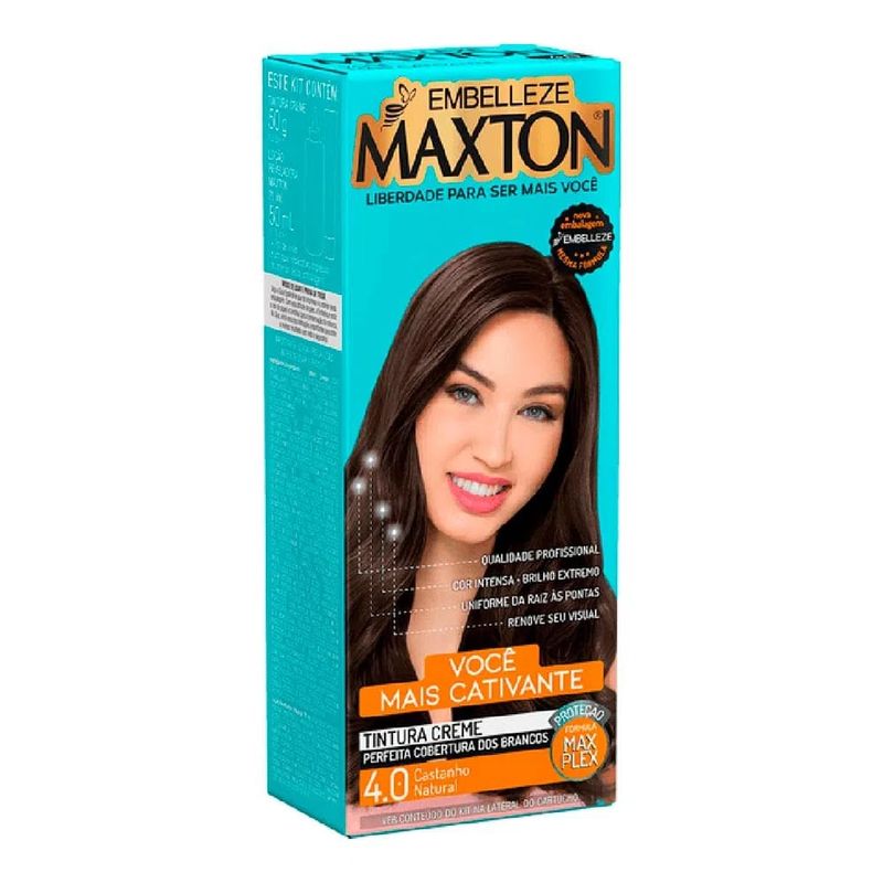 Kit Coloração Permanente Maxton 4.0 Castanho Natural 2 Unidades + Máscara Novex 200g 1