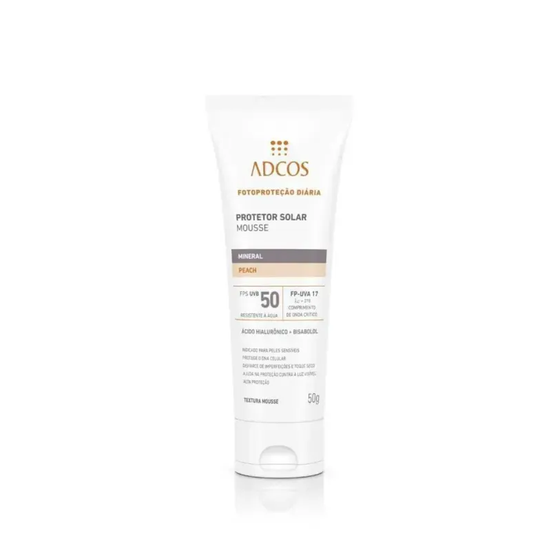 Protetor Solar Adcos Mousse Mineral FPS 50 Peach 40g 2