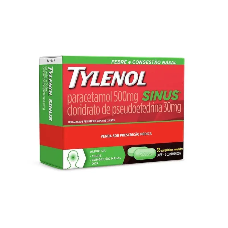 Analgésico Tylenol Sinus 500mg 36 Comprimidos - Tylenol