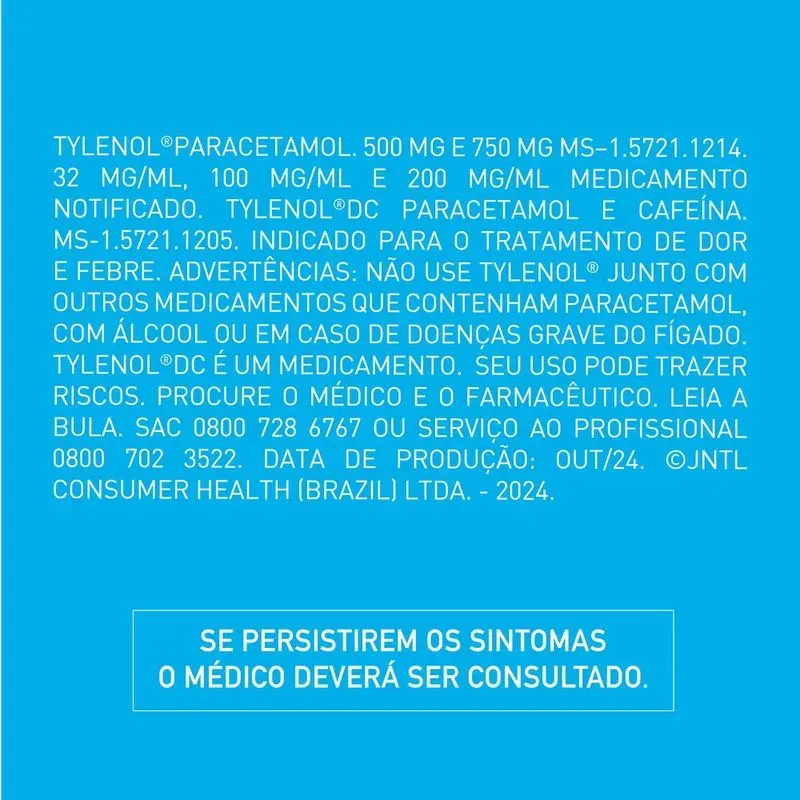 Analgésico Tylenol Sinus 500mg 36 Comprimidos - Tylenol 3