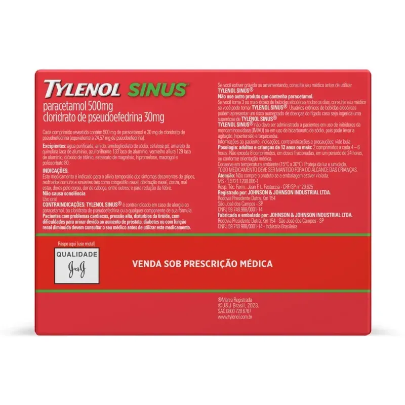 Antialergico Tylenol Sinus 24 Comprimidos - Tylenol 2