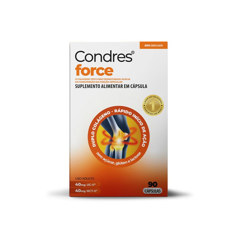 Suplemento Condres Force Colágeno UC-II + NCT-II EMS 80mg Cápsula 90 Unidades
